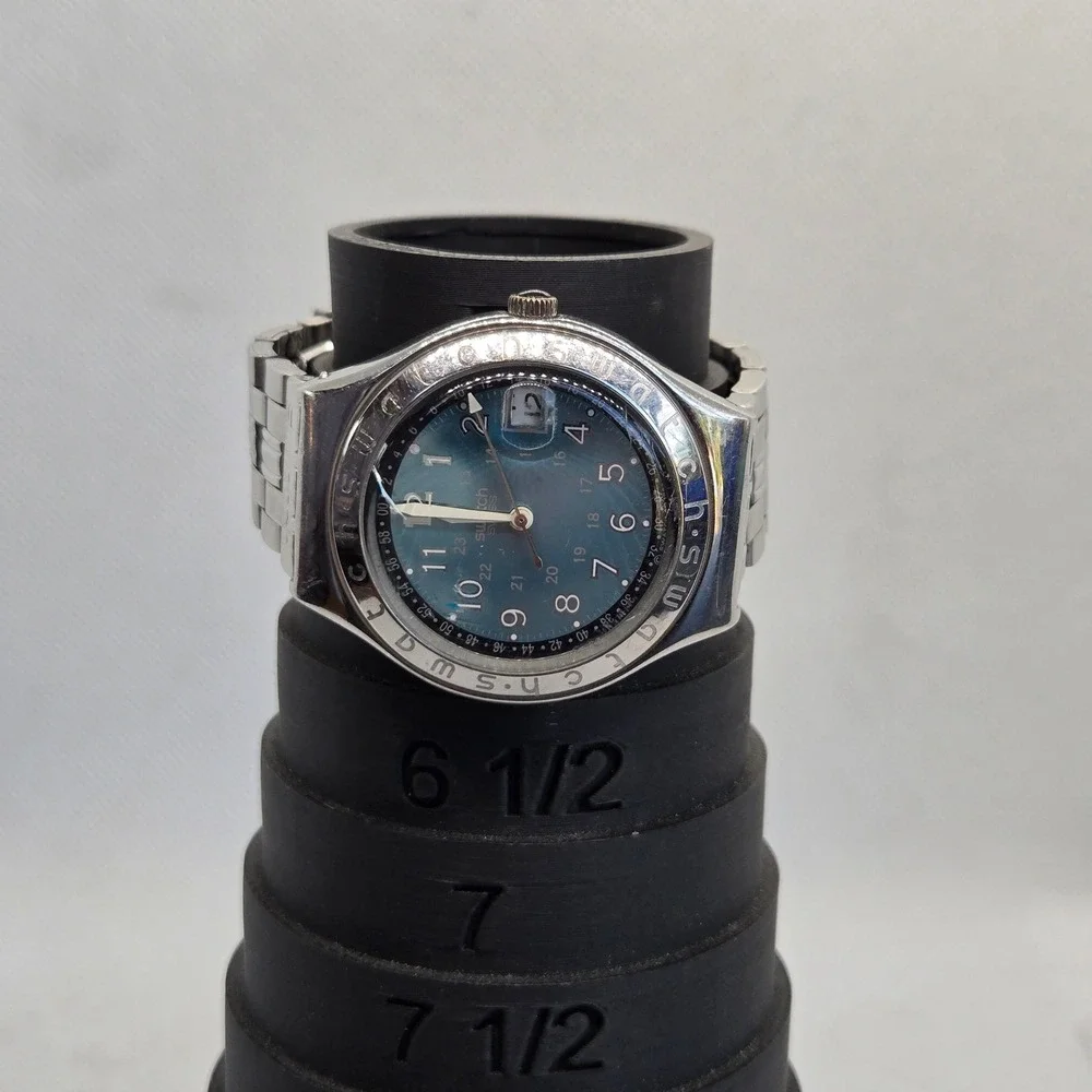 Swatch Irony AG 1993 Happy Joe Blue Dial Stainless Steel Swiss Wristwatch Servic